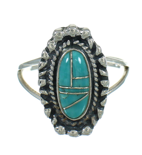 Southwestern Sterling Silver And Turquoise Ring Size 6-1/4 WX79819
